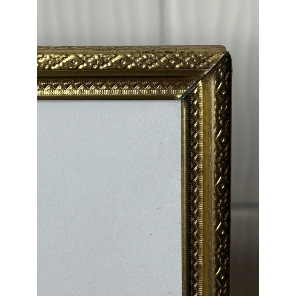 Vintage MCM Art Deco Brass Metal Picture Frame Gold Tone 8 x 10 w/ Glass GUC